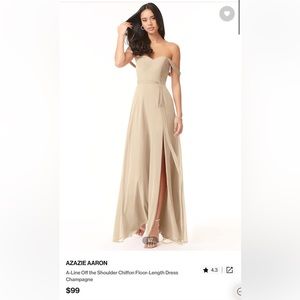Azazie Aaron off the shoulder dress in champagne